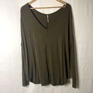 Free People - Womens Small Flowy long sleeve olive green shirt